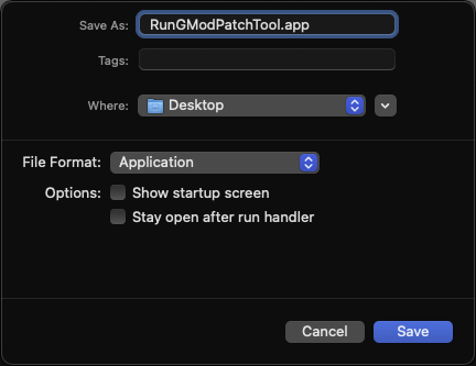 Script Editor Save Dialog